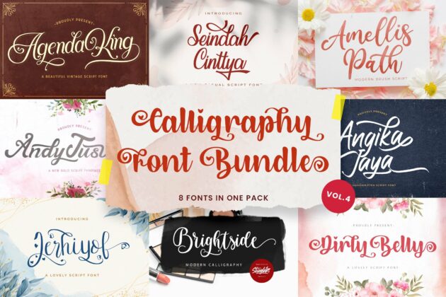 Calligraphy Font Bundle Vol 4 Poster 9