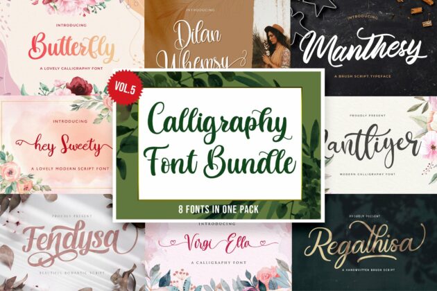 Calligraphy Font Bundle Vol 5 Poster 7