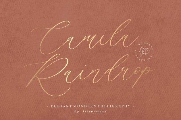Camila Raindrop Elegant Modern Calligraphy Font Poster 4
