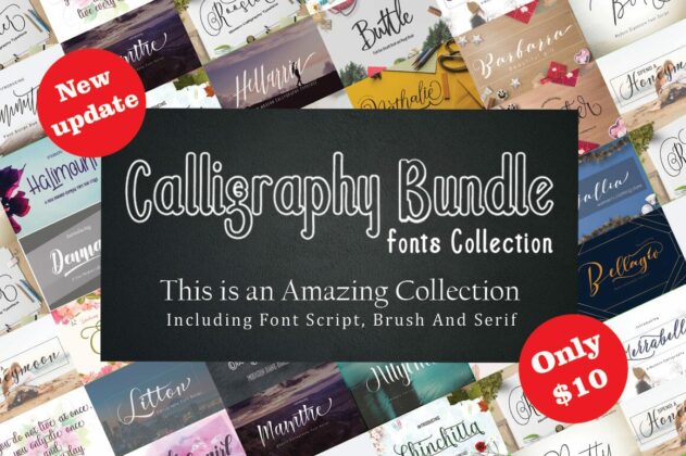 Collection of Calligraphy Fonts Collection.  New update! Poster 1