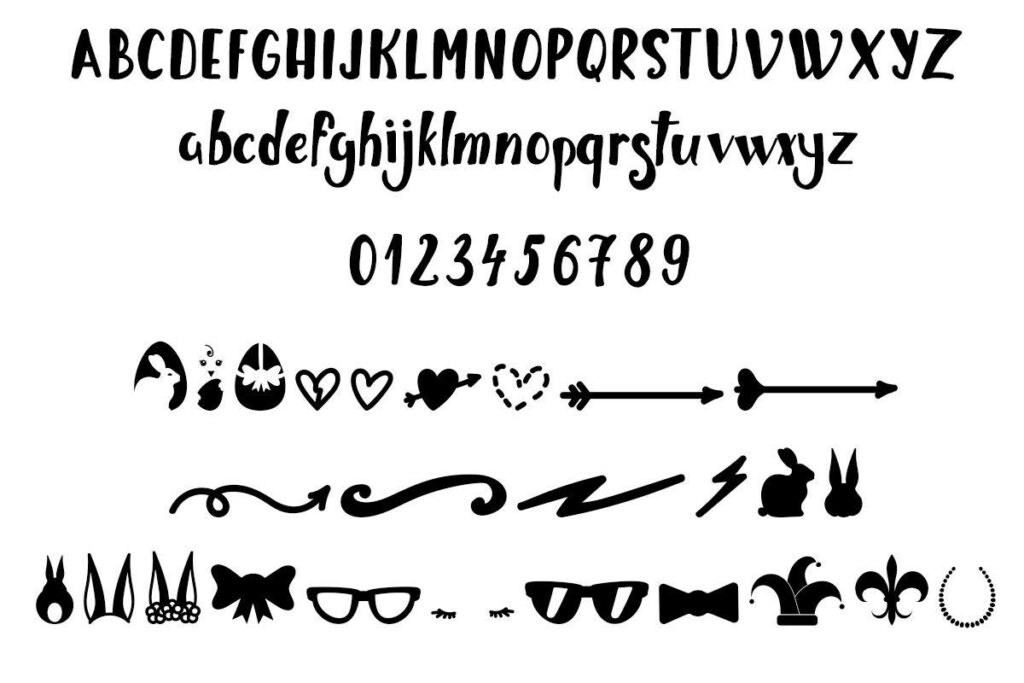 Crazy Pug font with extra designs for Valentine, Mardi Gras and Easter Poster 4