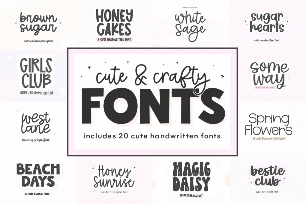Cute and Crafty Font Bundle - 20 Fonts For Crafters Poster 1