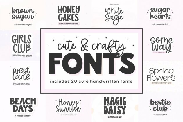 Cute and Crafty Font Bundle - 20 Fonts For Crafters Poster 1