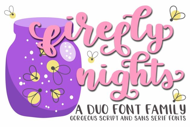 Firefly Nights - A Duo Font Family - Pretty Script Poster 7