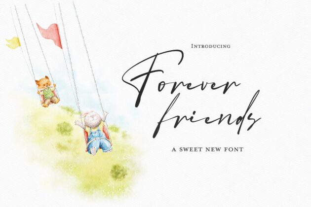 Forever Friends Script Font (Script Fonts, Handwritten Fonts, Calligraphy Fonts) Poster 1
