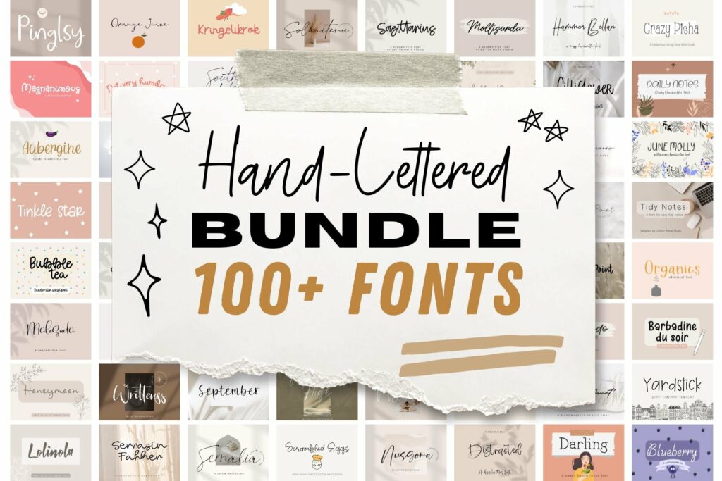 Hand-Lettered Bundle 100+ Fonts Included Poster 1