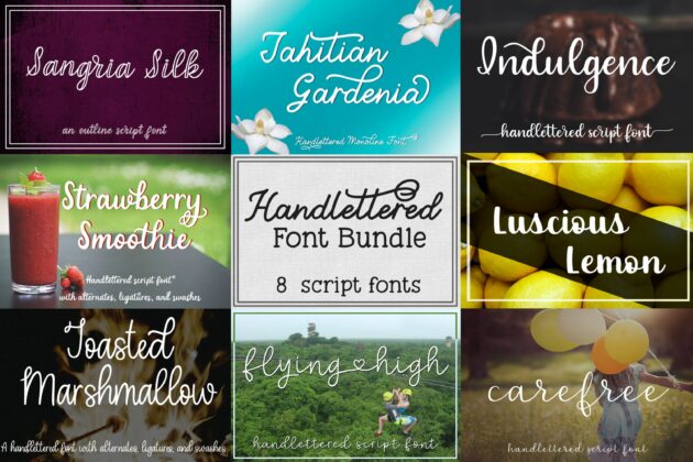 Handlettered Font Bundle - 8 Script Fonts Poster 1