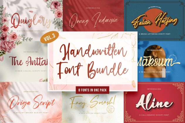 Handwritten Font Bundle Vol 3 Poster 4