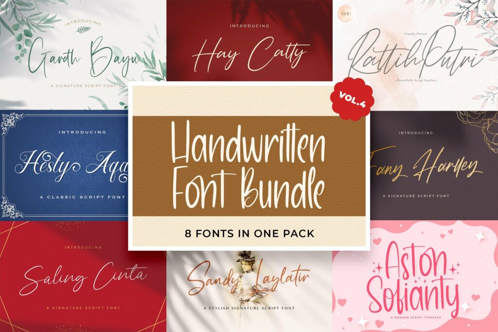 Handwritten Font Bundle Vol 4 Poster 4