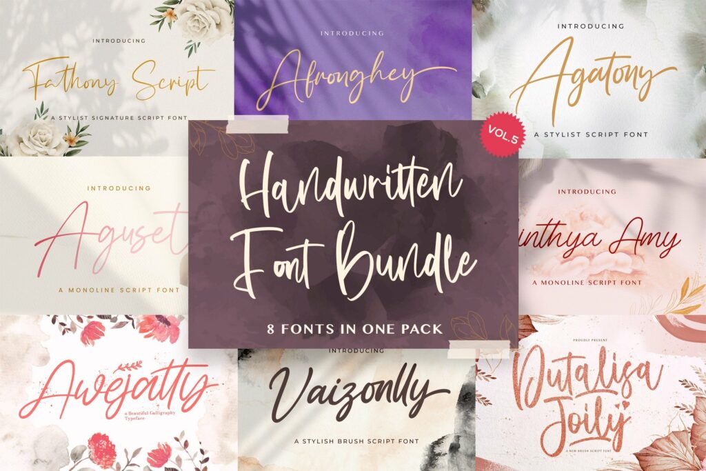 Handwritten Font Bundle Vol 5 Poster 2