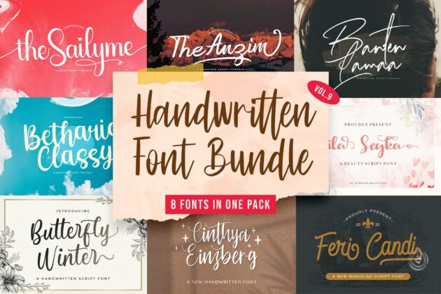 Handwritten Font Bundle Vol 9 Poster 1
