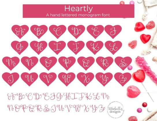 Heartly Monogram Font Poster 5