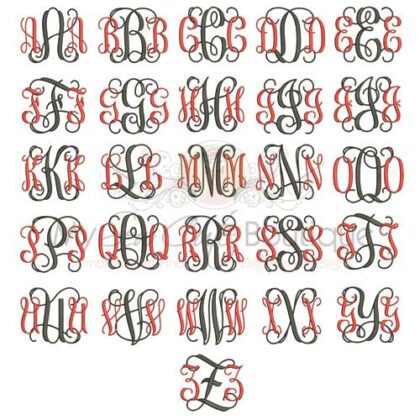 Intertwined Monogram Embroidery Fonts Machine Letters Designs - Intertwined Monogram Design - BX Monogram Fonts - 10 Sizes Poster 2