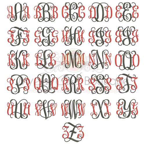 Machine Embroidery Fonts Intertwined Letters Monogram Designs - Machine Embroidery Monogram Fonts - 3 Sizes - Instant Download Poster 2