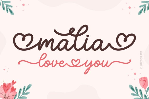 Malia Love You - Lovely Script Font Poster 7