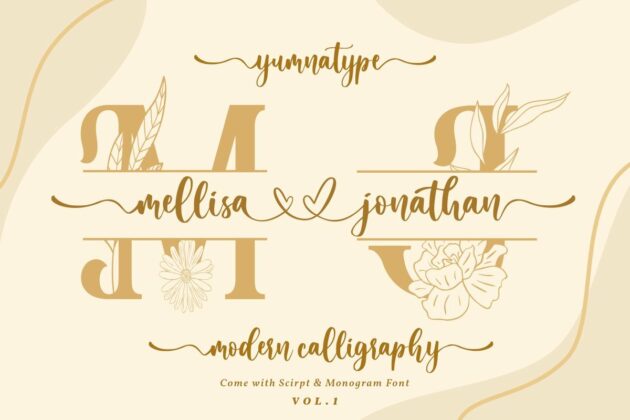 Mellisa Jonathan (Script & Split Monogram Font) Poster 2