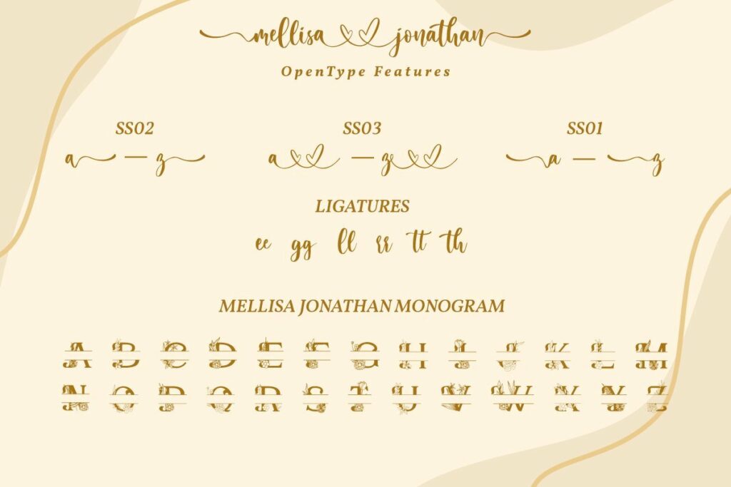 Mellisa Jonathan (Script & Split Monogram Font) Poster 4