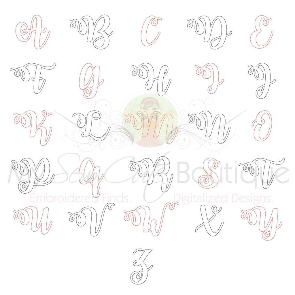 Raggy Applique Fonts Embroidery Monogram Letters Designs - Raggy Embroidery Font - 4 Sizes - Instant Download Poster 1