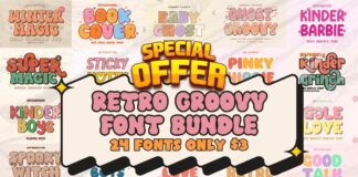 Retro Groovy Font Bundle Poster 1