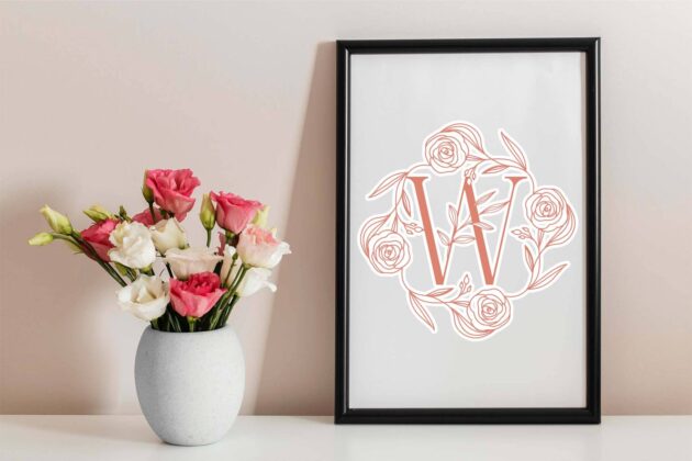 Rose Leaves Monogram Poster 4