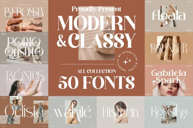Sale! Mega Bundle 50 Modern And Classy Serif Font Bundle. Poster 1