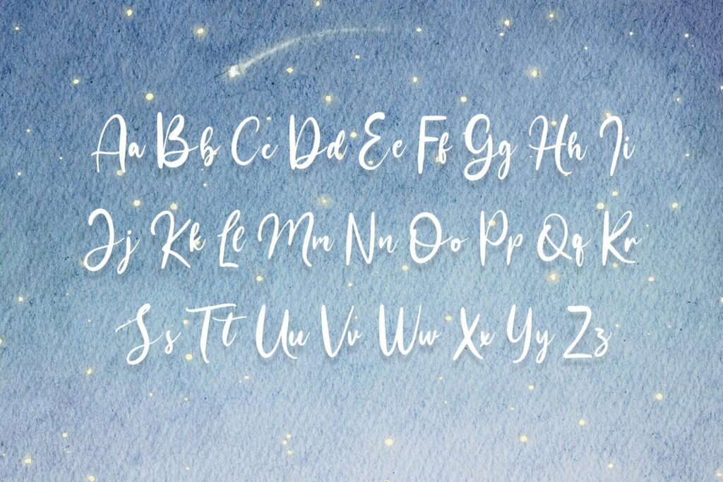 Star Lights Font (Script Fonts, Cursive Fonts, Handwriting Fonts) Poster 1