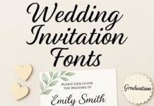 Elegant wedding invitation card with floral design and handwritten font style on a beige background.